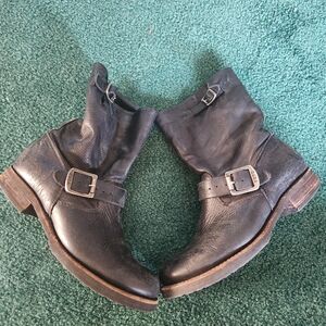Frye Black Leather Moto Boots